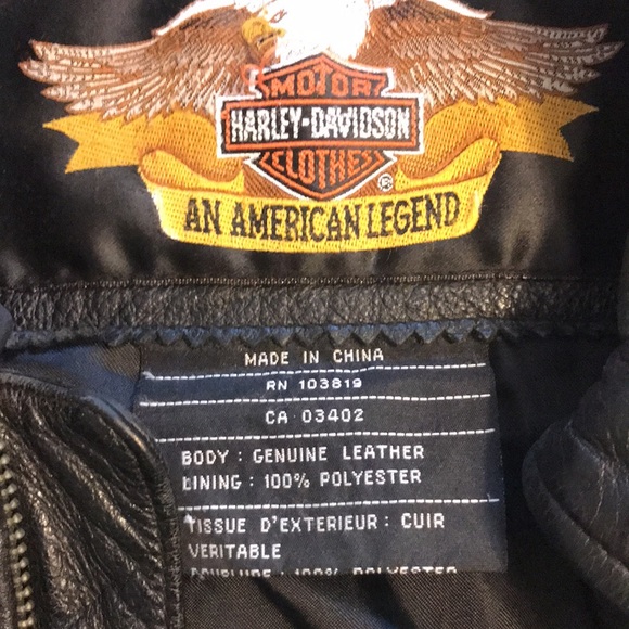 HARLEY-DAVIDSON BLACK LEATHER MID-WEIGHT JACKET XL ZIP FRONT W/HD HANGER - Picture 6 of 16